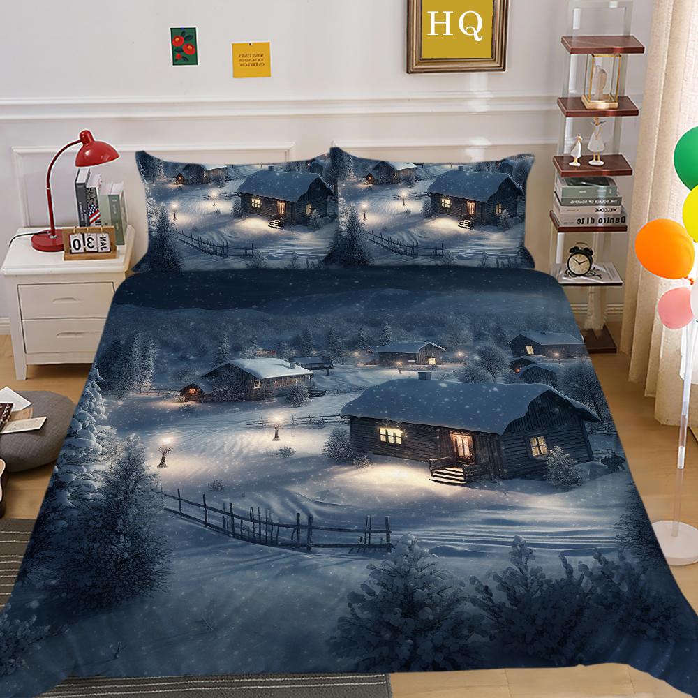 Домашнее постельное белье с рождественским принтом, королевский размер, полиэстеровая постельная одежда, детские милые покрывала высокого качества высокого качества