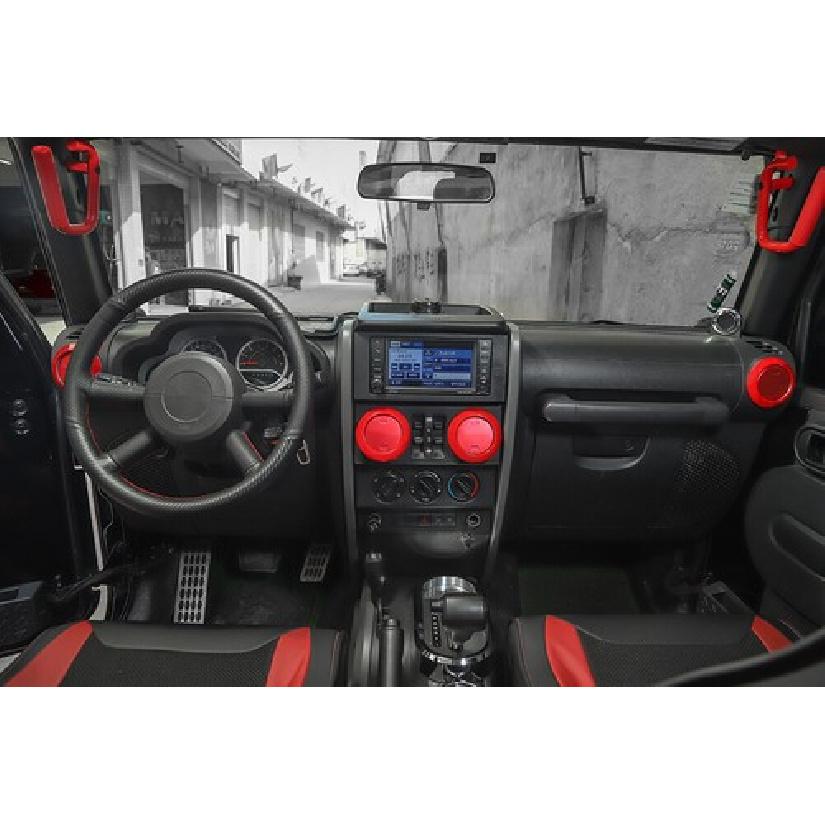 Red Air Condition Outlet Vent Ring Trim Decor Bezels For Jeep Wrangler JK 07-10