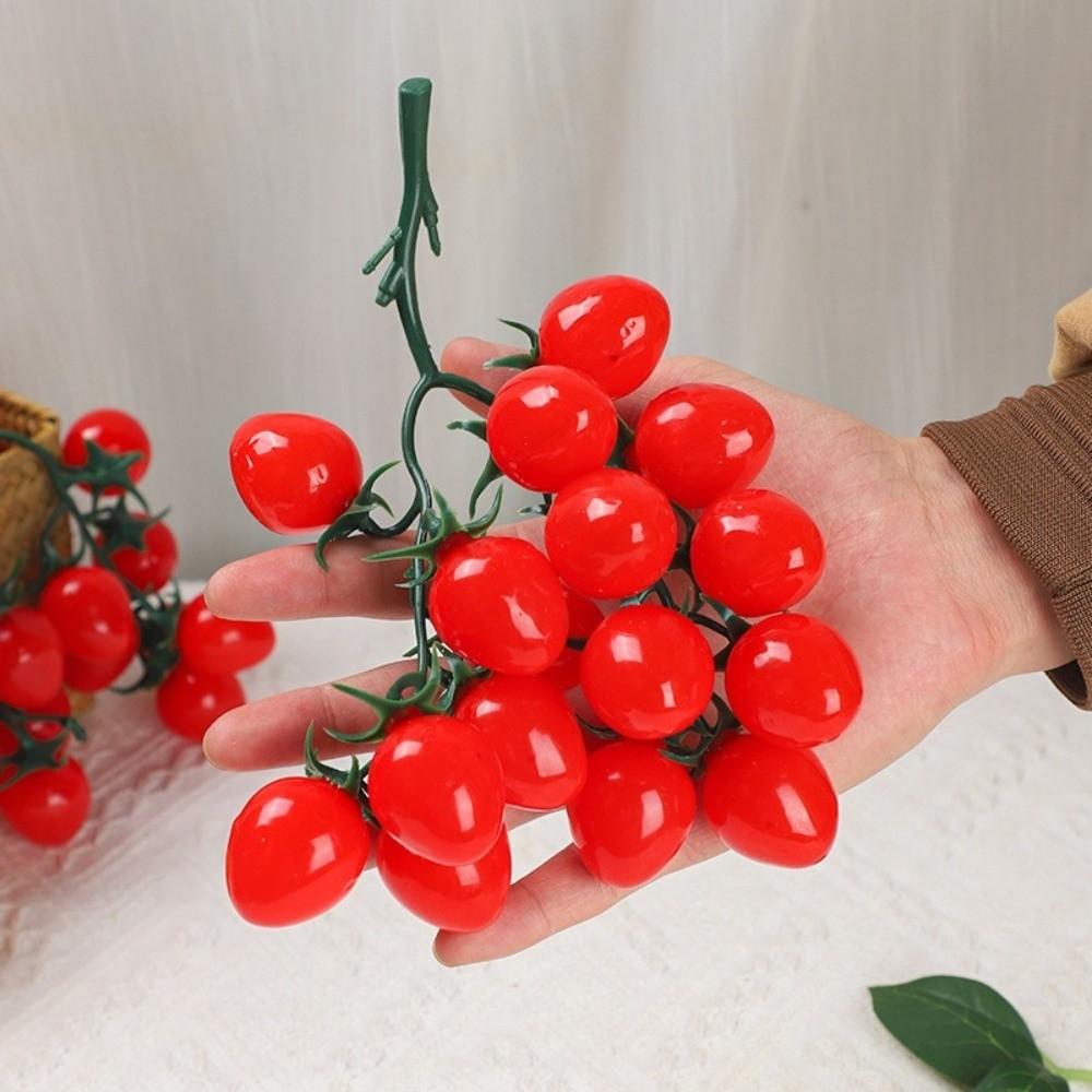 Шпажки с искусственными фруктами Мягкий пластик Искусственные маленькие помидоры Живые поделки Имитация помидора Реалистичная модель помидора Сервировка стола