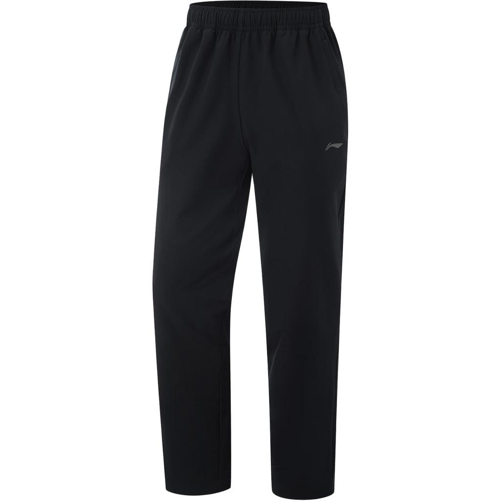 Мужские спортивные брюки Li Ning Fitness Series, однотонные, простые, прямые, трикотажные, черные, AYKV055-1