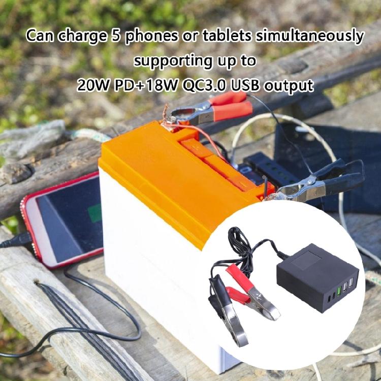 USB-зарядное устройство Адаптер-зажим для аккумулятора DC8-30V на 3xUSB+2xType C Адаптер для устройств Phone Pad