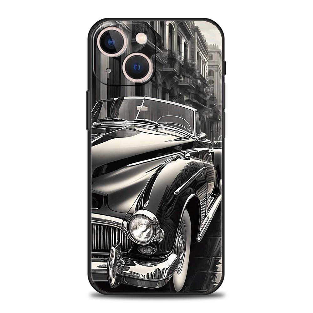 Черно-белый чехол для телефона автомобиля для iPhone 17 Air 16 Plus 13 15 14 12 11 Pro MAX 7 8 SE Мягкий ТПУ Ударопрочный чехол Funda