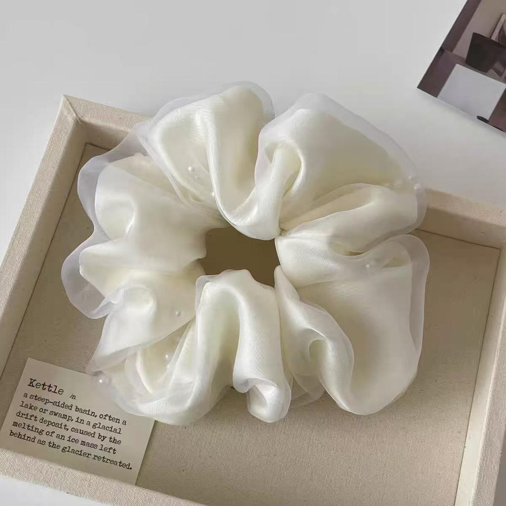 Большая жемчужная органза Большая резинка для волос в виде толстой кишки Простая повязка на голову Высококачественный головной цветок Головной убор Аксессуары для волос Кольцо для головы Женщины