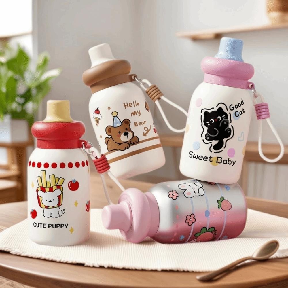 Милая термокружка 500 мл, из нержавеющей стали 316, герметичная, с мультяшным рисунком, для использования на улице