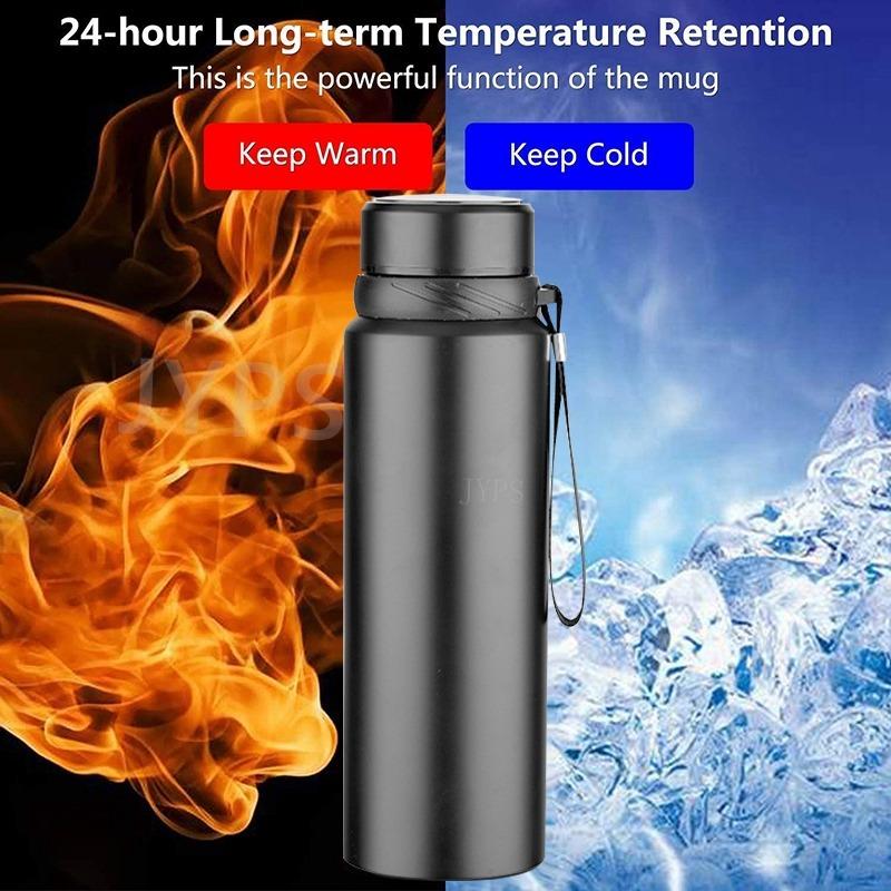 1000ML Smart Large Capacity Stainless Steel Thermos Bottle Portable Outdoor Gift Bottle Temperature Display Intelligent  Vacuum Thermos Sports Kettle