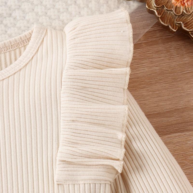 Комплект из пуловера и юбки для маленьких девочек, топ с длинными рукавами, короткая юбка, комплект одежды из двух предметов для младенцев