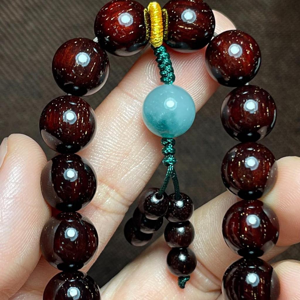 Indian Small Leaf Rosewood Beads with Golden Stars – Warm Texture & Rich Oil Content, Ideal Gift for Partner
