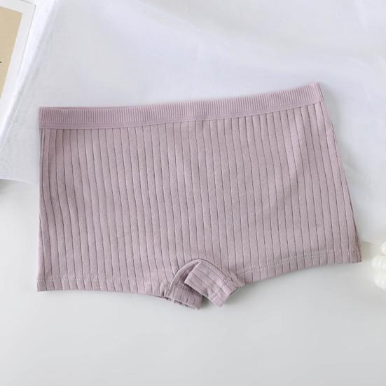 Women Underpants Slim Fit Solid Color Elastic Waistband Mid Waist Good Breathability Lady Boxers Female Daily Underwear
