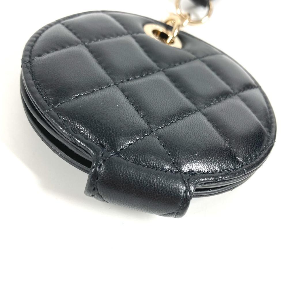 CHANEL Round name tag Logo CC Matelasse Quilted Charm Bag Charm Key Holder