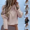 Women Puff Shoulder Button Blouse Shirt Long Sleeve Tops Blouse O Neck Casual Streetwear Autumn