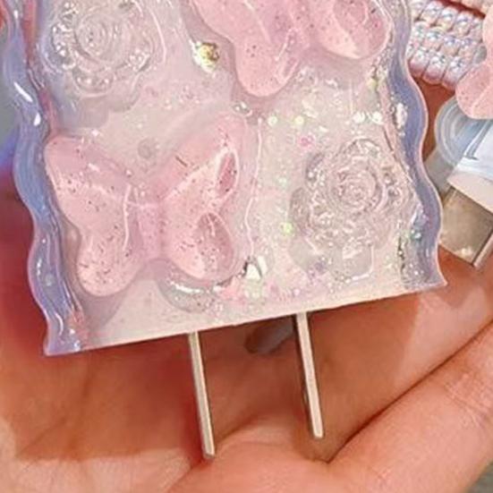 Защитный чехол для адаптера питания USB-C 20 Вт для iPhone, кабель для зарядки, 3D мультяшная бабочка, защитная крышка для зарядного устройства, протектор зарядного кабеля