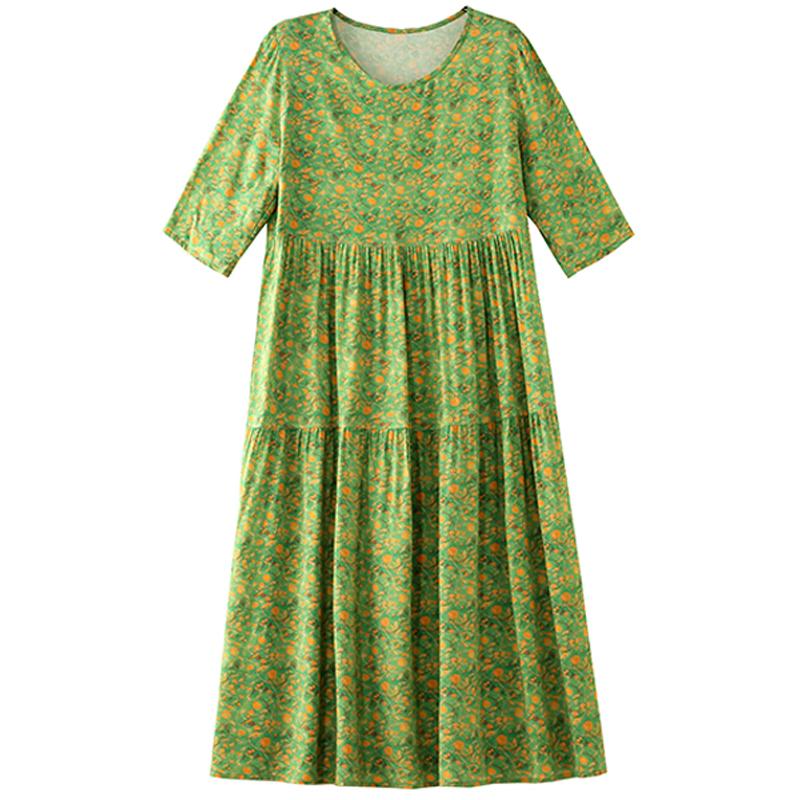 Большие размеры Повседневные женские платья Летняя винтажная одежда с короткими рукавами Элегантное длинное платье