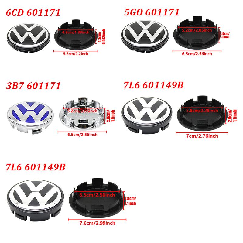 4pcs VW Wheel Center Hub Caps 56mm 65mm 66m 70mm 76mm wheel cover For VW Touran Golf 4 5 6 7 Polo Passat B5 B6 B7 CC accessories EC1