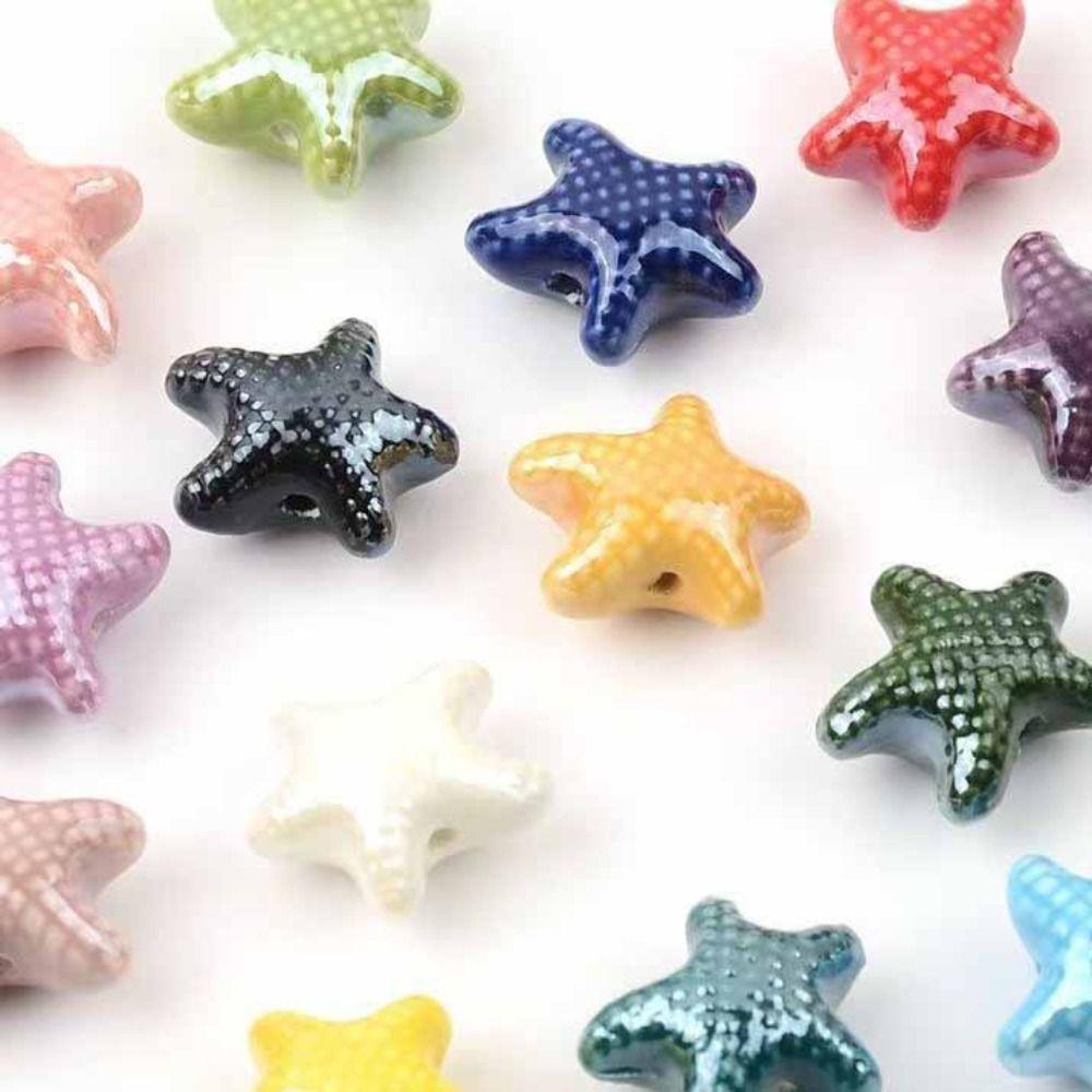 20pcs Ceramic Ceramic Spacer Loose Beads Fresh Color Jewelry Making Material Starfish Bead Gift