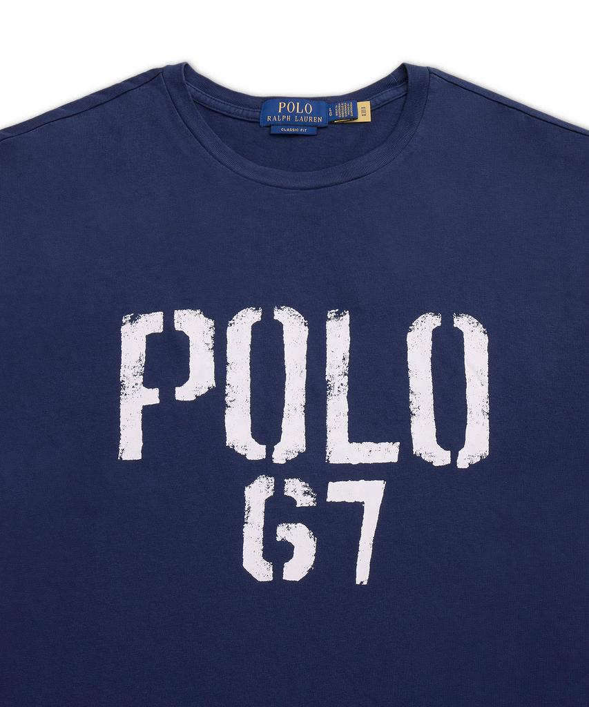 POLO RALPH LAUREN Классический крой Хлопковая футболка с графическим принтом - Синяя