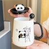Mug with lid spoon 2025 new female panda cup souvenir ceramic water cup coffee cup