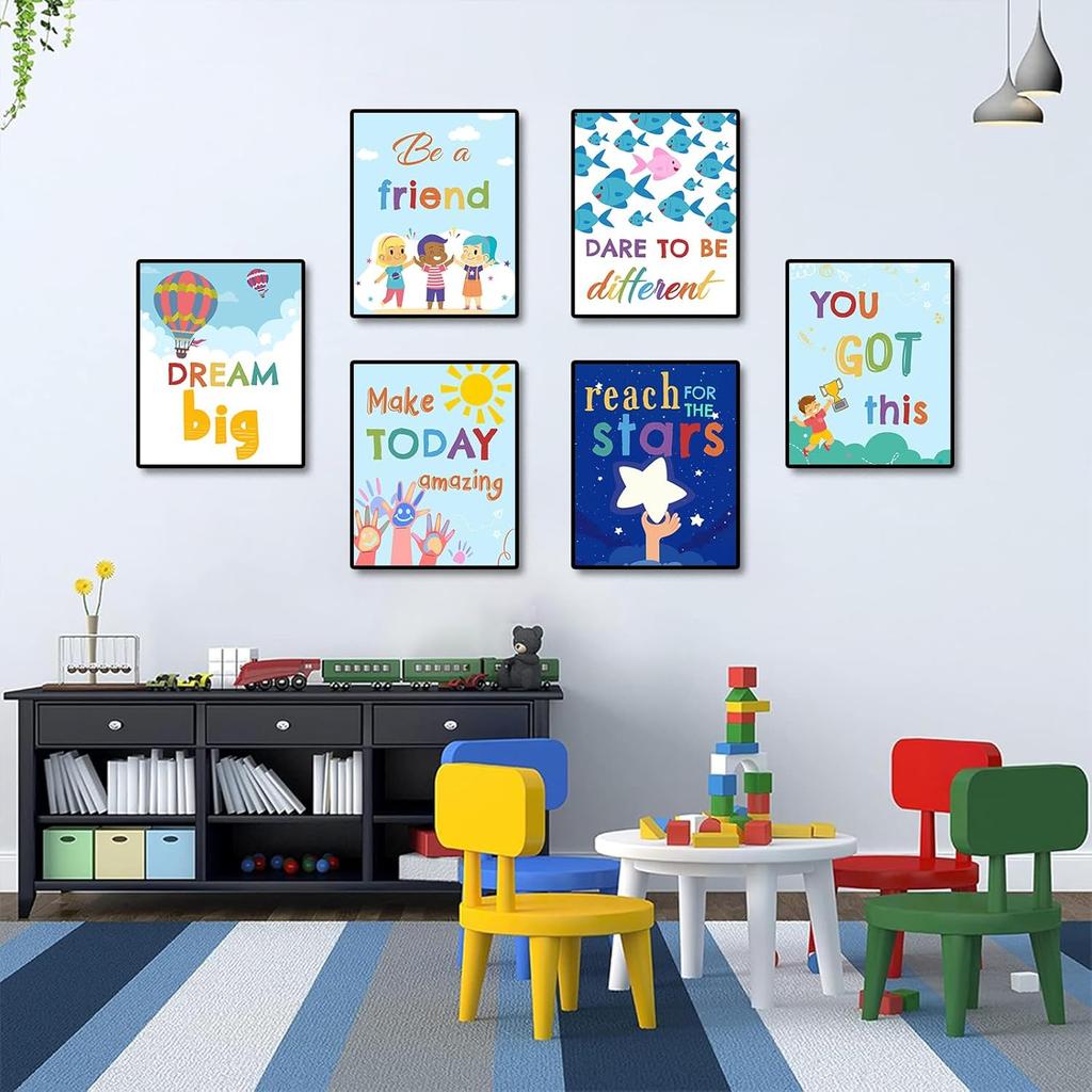 Phieoixs 6Pcs piring Quotes Classroom Decorations - Posters for Wall Decor for Pre School, Elementary and Middle School Themes, 8x10inch Unframed