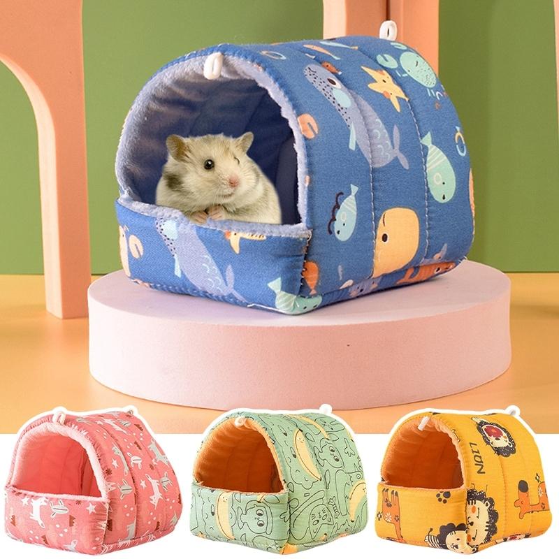Cute Hamster House Winter Warm Soft Beds Mini Cage Small Animal Nest for Squirrel Nest Guinea Pig House Rodent Hedgehog Bed