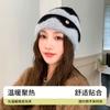 Осенне-зимние шапки женские модные и универсальные модные плюшевые шерстяные шапки зимние теплые контрастные вязаные шапки для велоспорта