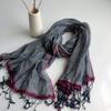 100% Natural Linen Solid Color Woman/Man Summer Scarf Hijab Shawls Large Size Scarves With Tassels For Men
