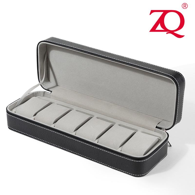 Портативная коробка для хранения на молнии из ПУ кожи для часов и ювелирных изделий, варианты на 6, 10 и 12 ячеек
