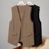 Women Single Breasted Sleeveless Vest Open Front Office Work Blazer Casual V