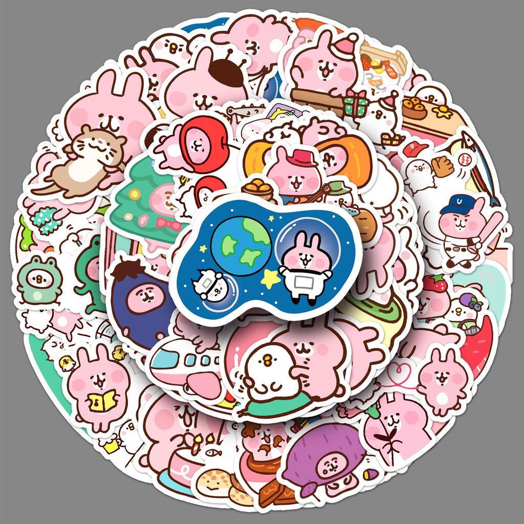 52 Graffiti Stickers Cartoon Cute Pink Rabbit Hand Account Gu Card Decorative Mobile Phone Water Cup Stickers