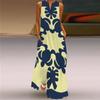 Summer Women's Sleeveless Long V-Neck Printed Jade Flower Dresses