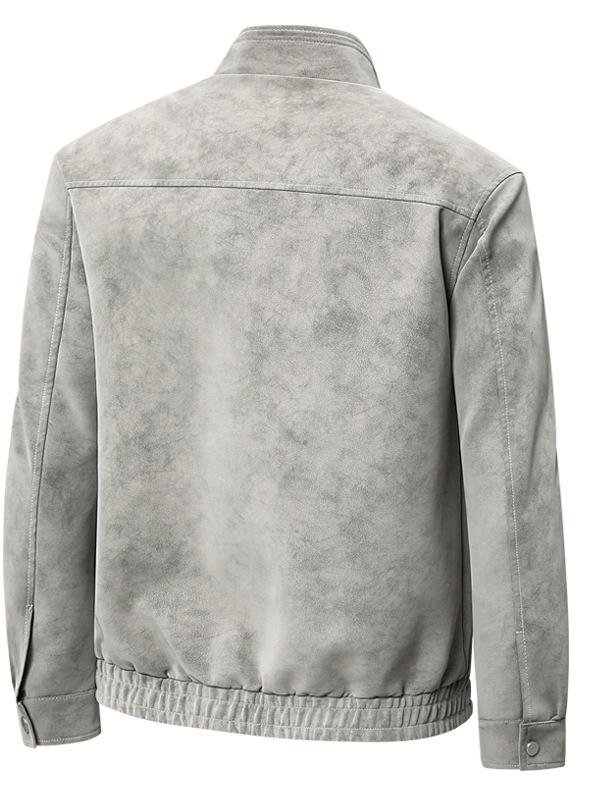 Мужская куртка из натуральной кожи с воротником-стойкой - Модная, универсальная, для стиля Business Casual, мотоциклетная верхняя одежда