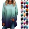 Women's Casual Plus SizeLong Sleeved Round Neck Gradient Printing T-shirt Top Pullover