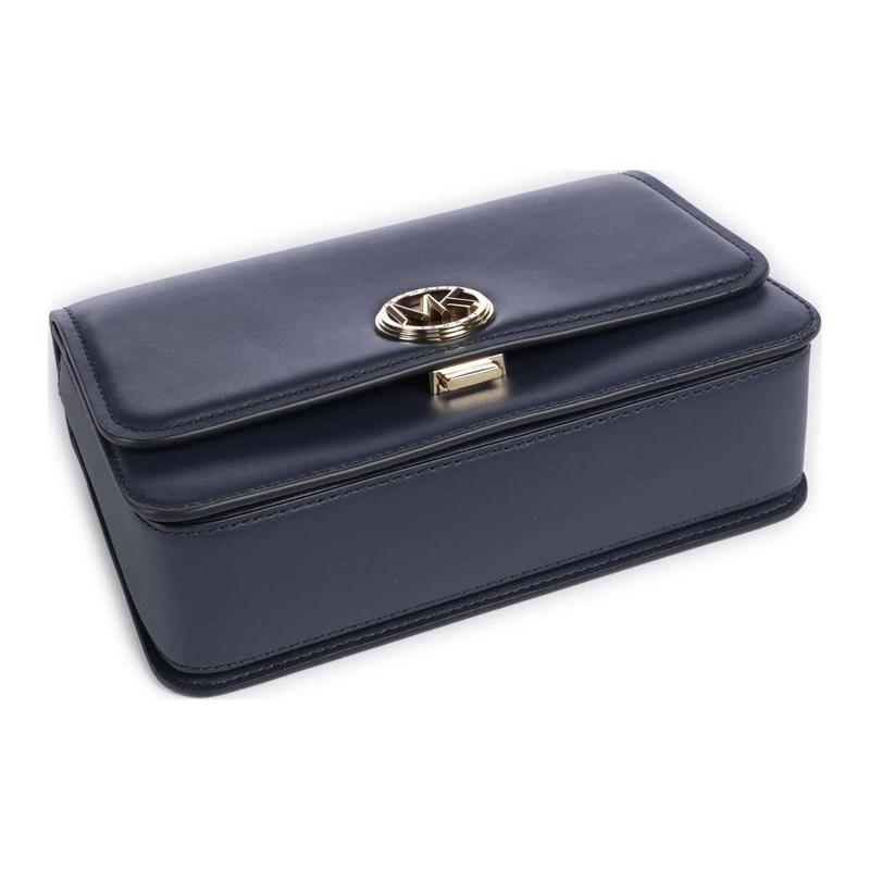 MICHAEL KORS Delancey logo lock closure Fine-grained cowhide Shoulder crossbody tote Women's Navy