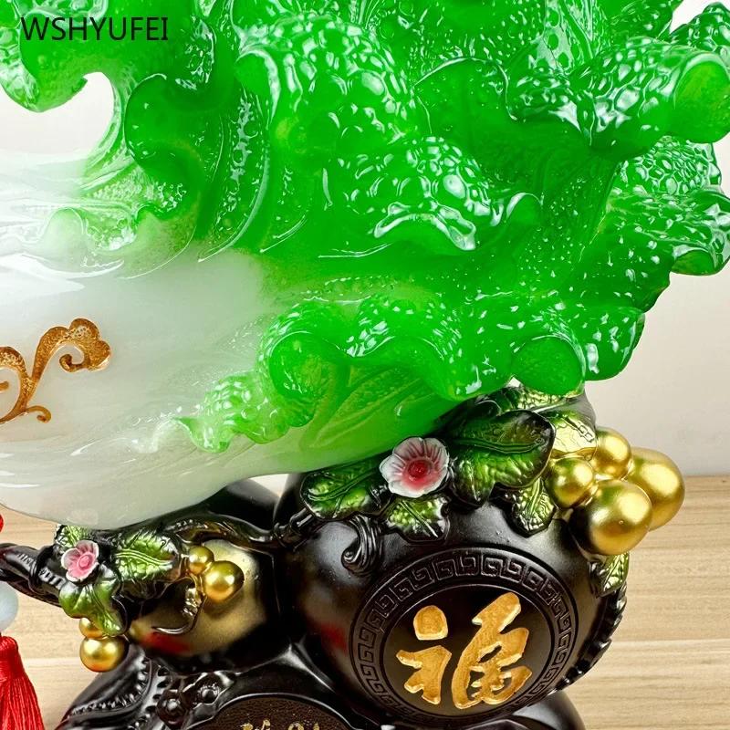 1 шт. Украшения из смолы и нефрита в виде капусты для гостиной, винного шкафа, скульптуры, ремесла, привлекающие богатство, украшение для дома, подарок на новоселье