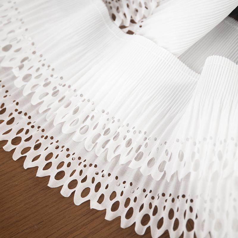 White Pleated Chiffon Fabric Dress Handicraft Skirt Diy Supply Home Decor Fringe For Clothes Sewing Accessories Ribbon Trim 2M