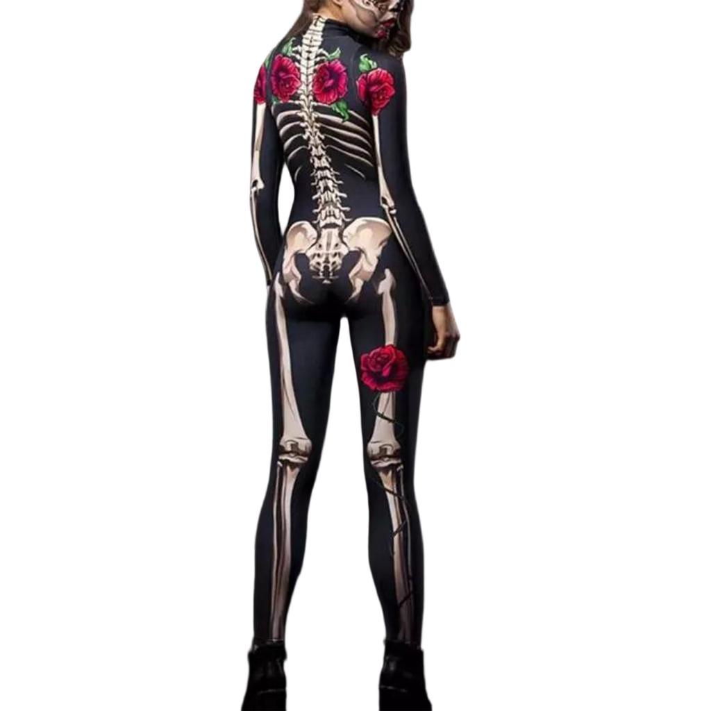 Halloween Skull Bone Print Jumpsuit
