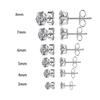 Stainless Steel Mens Womens Stud Earrings Black and Silver Round Cubic Zirconia Inlay, 12 Pairs 3mm - 8mm