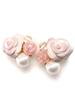Queen Conch Shell Pink Opal Rose Rose Quartz Cotton Pearl Earrings with Silicone Cover Natural Stone Power Stone A1104 [Cherry]