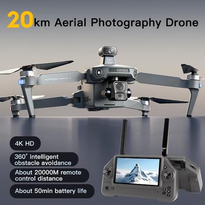 НОВЫЙ Квадрокоптер KF100 MAX с 4K камерой, 3-осевым стабилизатором, GPS, WIFI, системой обнаружения препятствий, сенсорным экраном, FPV, бесколлекторным двигателем, радиоуправляемая игрушка