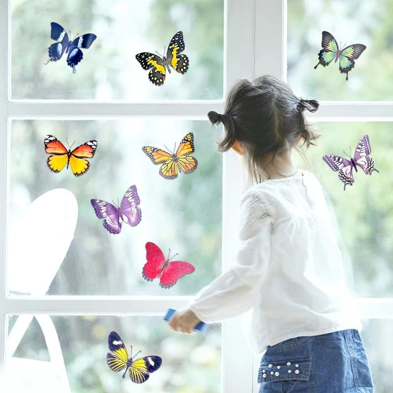 New 20PCS Butterfly Window Stickers Anti-Collision Window Clings Decals Reusable Glass Window Film Wall Stickers