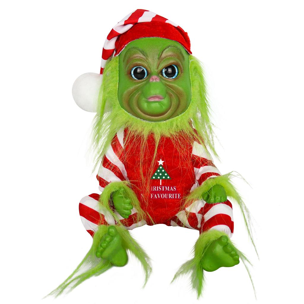 New creative Grinch plush elf doll, Christmas monster figurine Christmas gift green monster