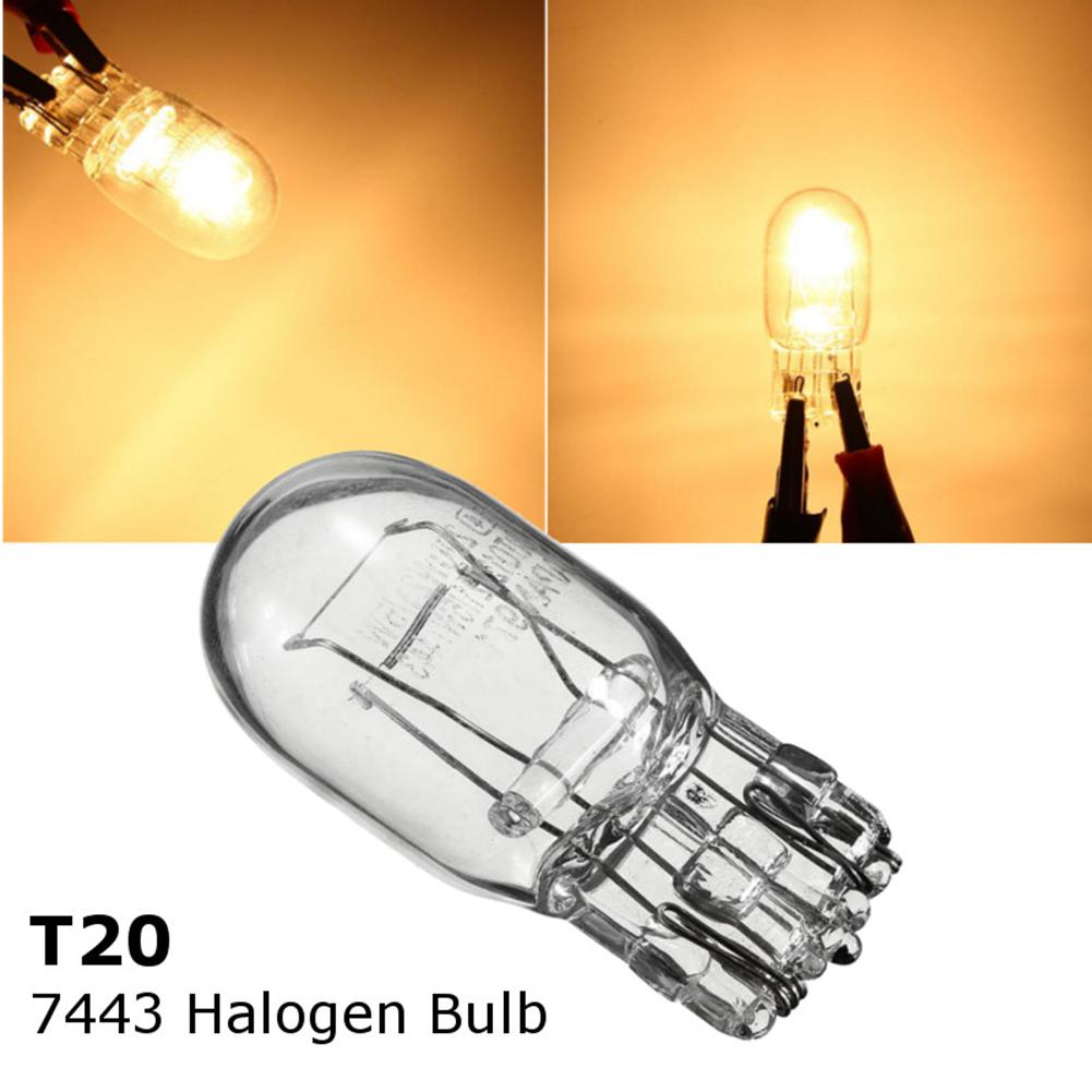 2Pcs T20 Halogen Lamp Glass Daytime Running Light Turn Signal Light Stop Brake Tail Lamp Bulbs 7443 W21/5W