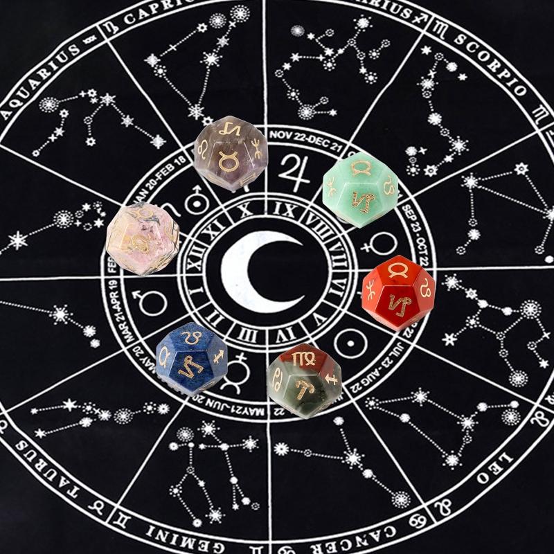 1 Piece Astrological Dices 12 Sided Crystal Polyhedral Dice Astrology Tarot Card Constellation Divination Dices