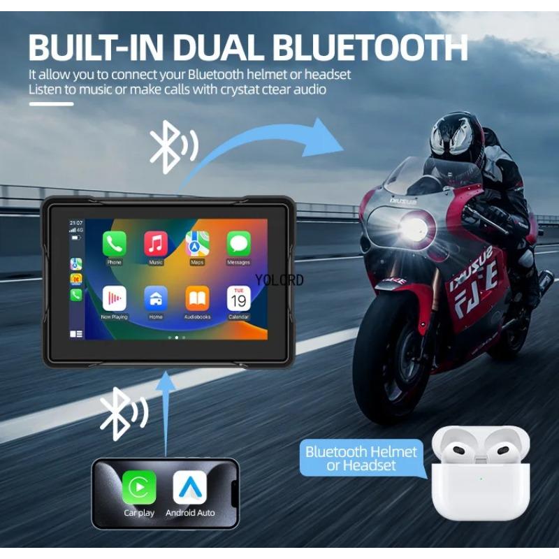 5 Inch Motorcycle DVR GPS Navigation Wireless CarPlay Moto Android Auto Portable Digital Dashboard Display Screen Monitor
