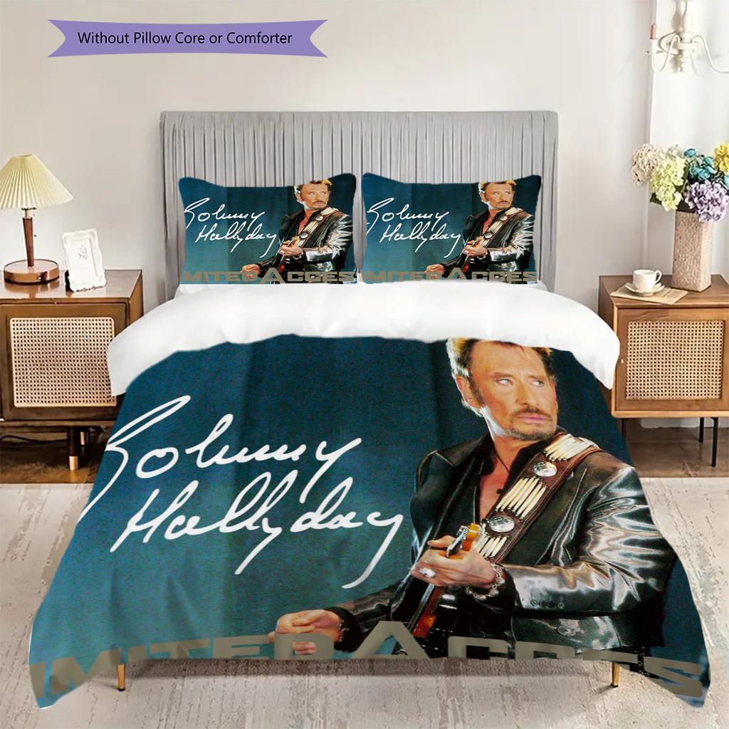 Stage Johnny Hallyday Bedding (1 * duvet cover + 2 * pillowcase, without core) 2D Flat Duvet cover and pillowcase Bedding set Christmas birthday gift