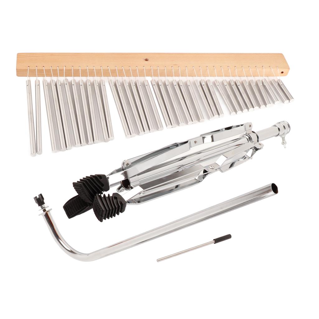 Алюминиевый сплав, колокольчик ветра с деревянным основанием, серебристый цвет и штатив, 36 тонов