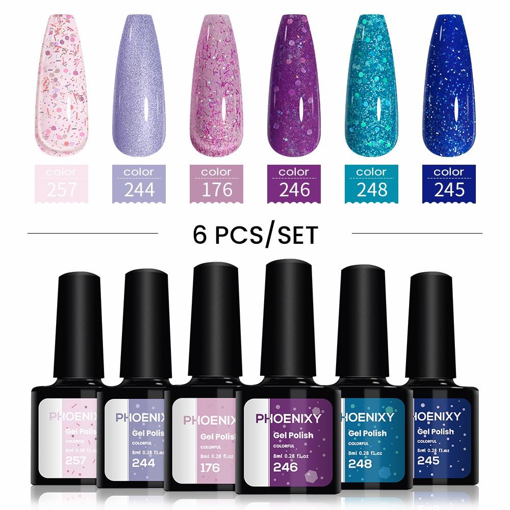PHOENIXY 6/10/12/13/18/20 шт., набор цветных гель-лаков для ногтей, набор гелей для замачивания с чистым цветом для дизайна ногтей, стартовый набор для начинающих, сделай сам дома
