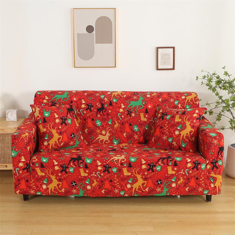 Рождественские эластичные чехлы для дивана для гостиной Funda Sofa Чехол для дивана Защитник для кресла Универсальные накидки на диван Рождественский домашний декор