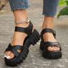 Fashion 2025 Women's Sandal Roman Style New Summer Outdoors Thick Heel Buckle Solid Color Non-slip Casual Comfortable Sandals for Woman