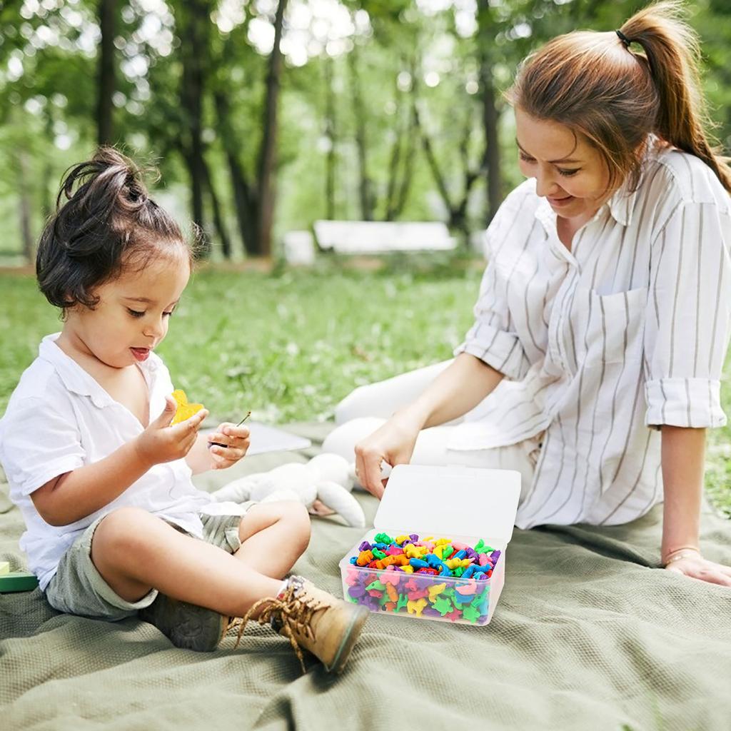200 шт. разноцветных бусин в форме животных, разделительные бусины в виде морских и джунглевых животных