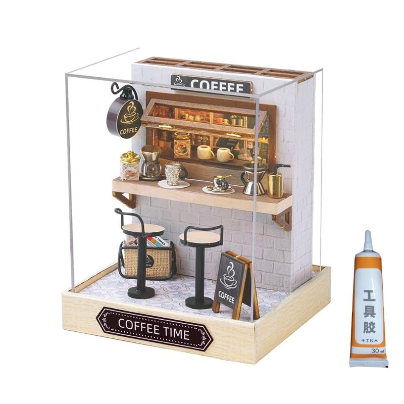 Wood Atelier Insert Candy Shop Model Dollhouses with Light Unique Craft Build Your Own Shop Model Craft