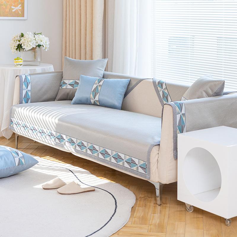 Подушка для дивана из ледяного шелка, летний нескользящий летний коврик, доступный роскошный стильный чехол для дивана, тканевый моющийся коврик для льда